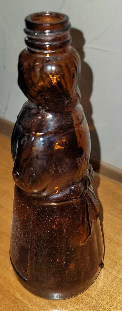 Vtg 1974  Mrs Butterworth Figural Amber Glass Bottle collectable rare