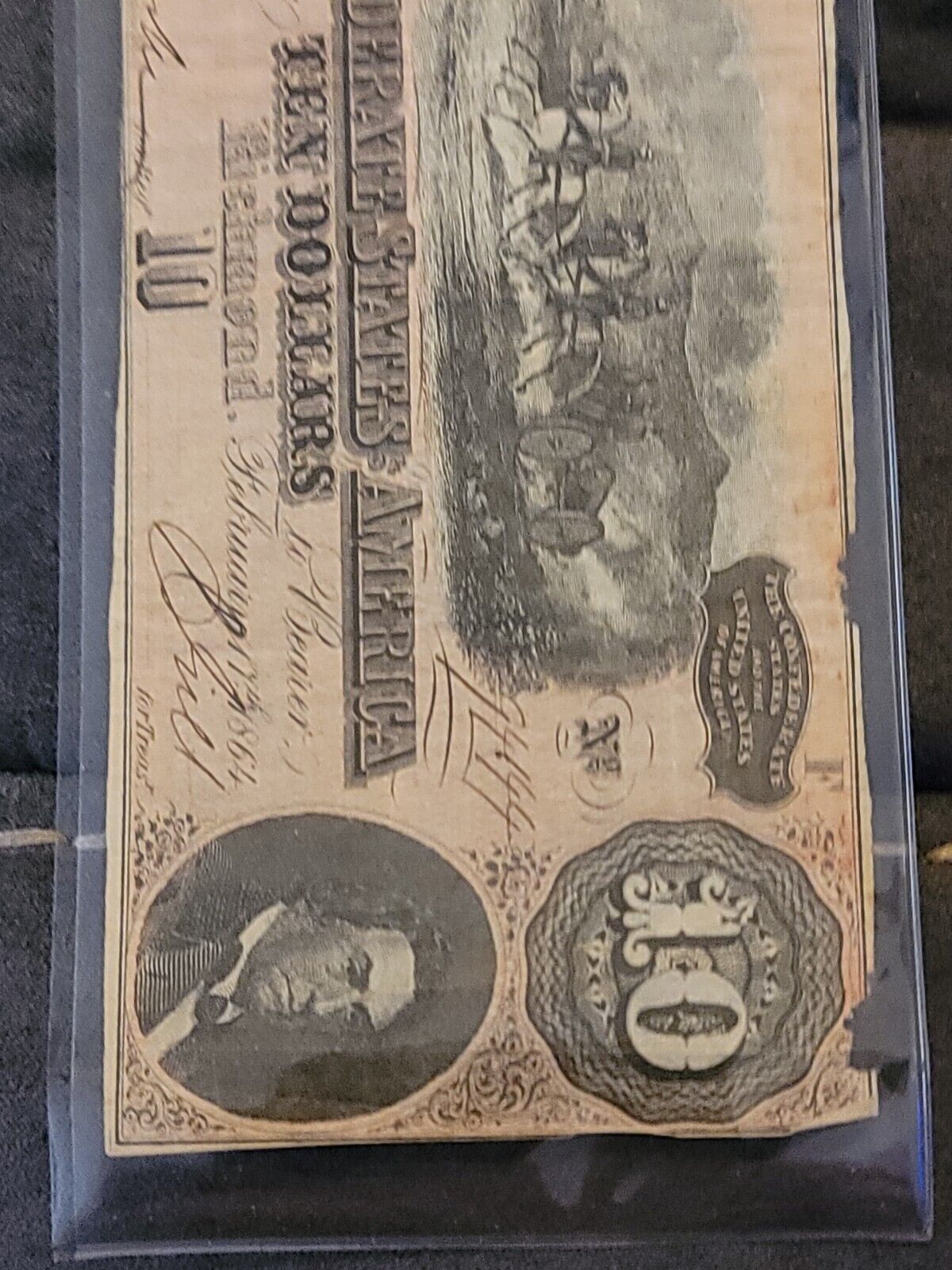 CONFEDERATE STATES $10 BANK NOTE FEB 17, 1864 