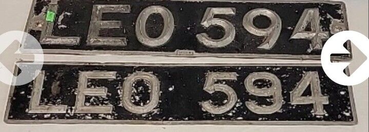 VINTAGE LICENSE PLATE LEO 594 CAR AUTO MATCHED SET OF 2 Ford Chevy 20.5"L x 4"W