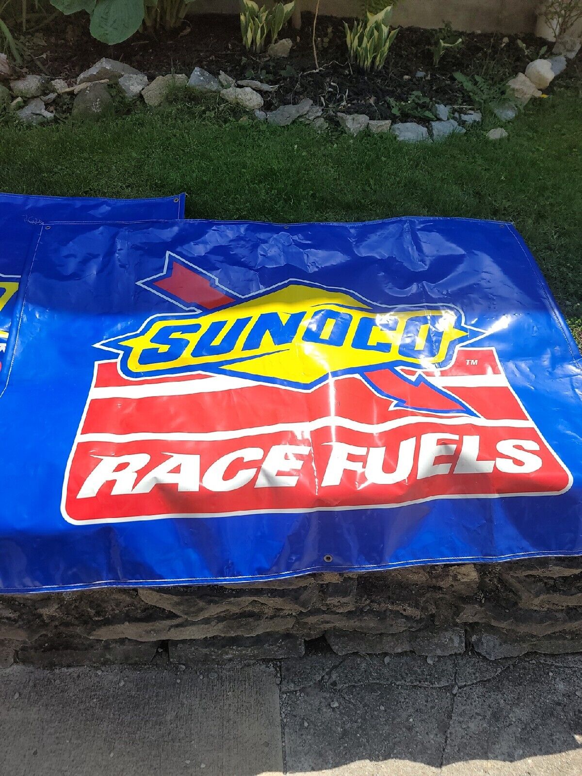 Vintage Sunoco Race Fuels Plastic Banner Ford Chevy Mopar racing Petroleum 