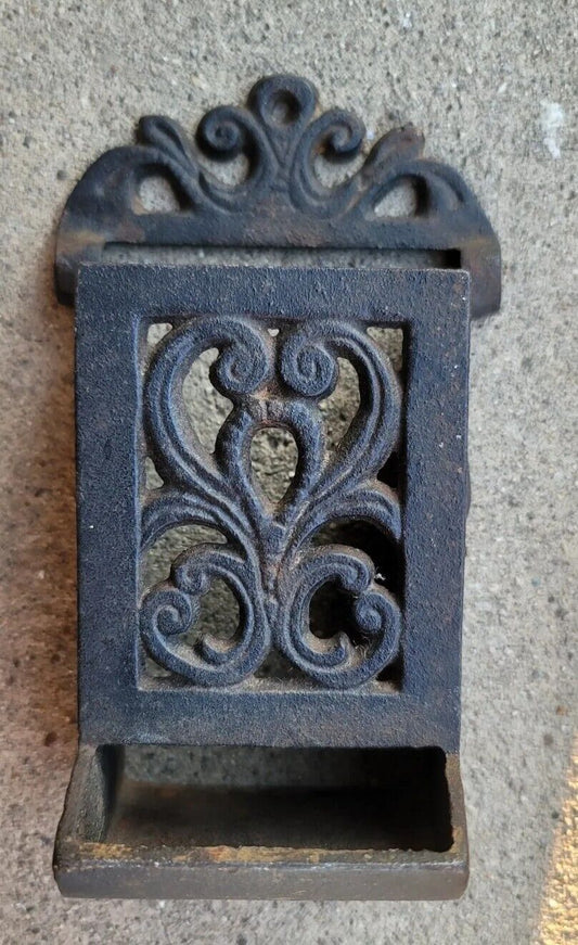 Vintage Cast Iron Wall Letter box Pocket Key Ring Holder Hanger Horse  Antique