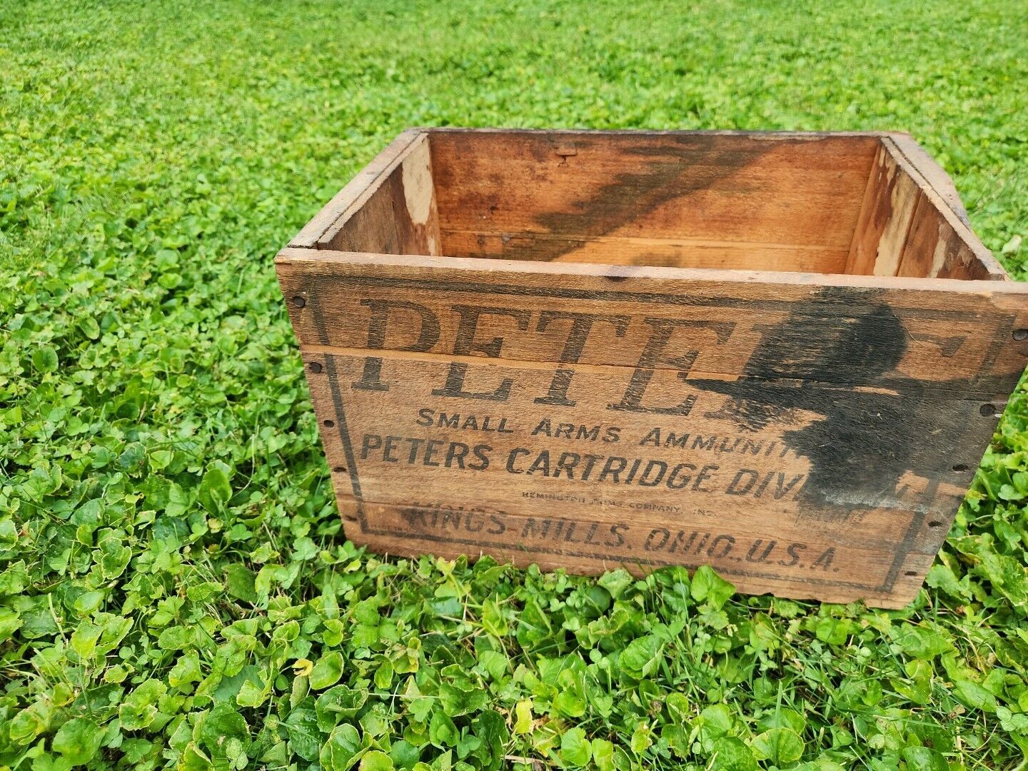 Vintage Peters Cartridge Wood Ammo Box Crate Victor 12 GA Shells Kings Mills Oh