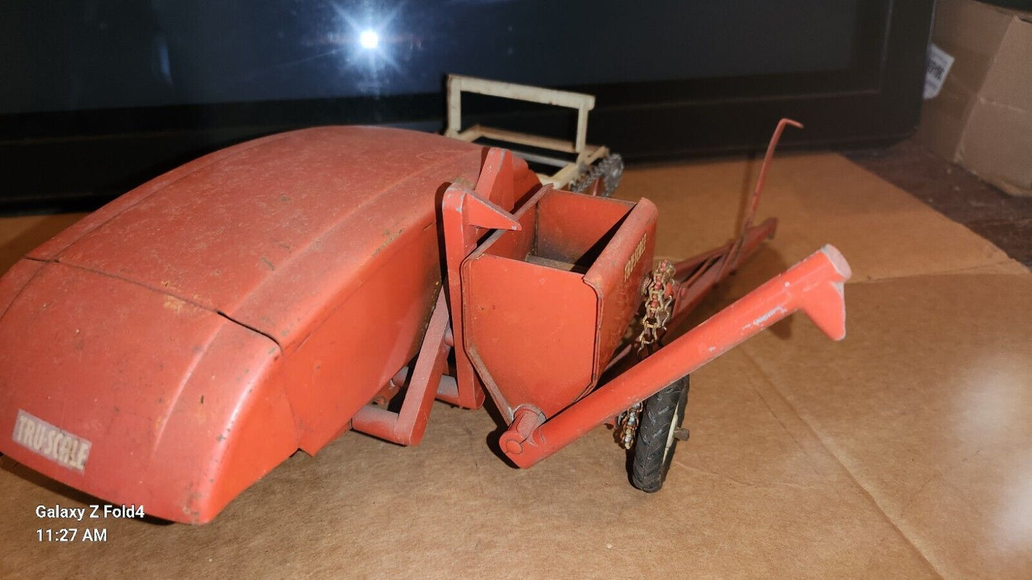 Vintage Tru-Scale  farm combine vintage pressed steel Working farm toy