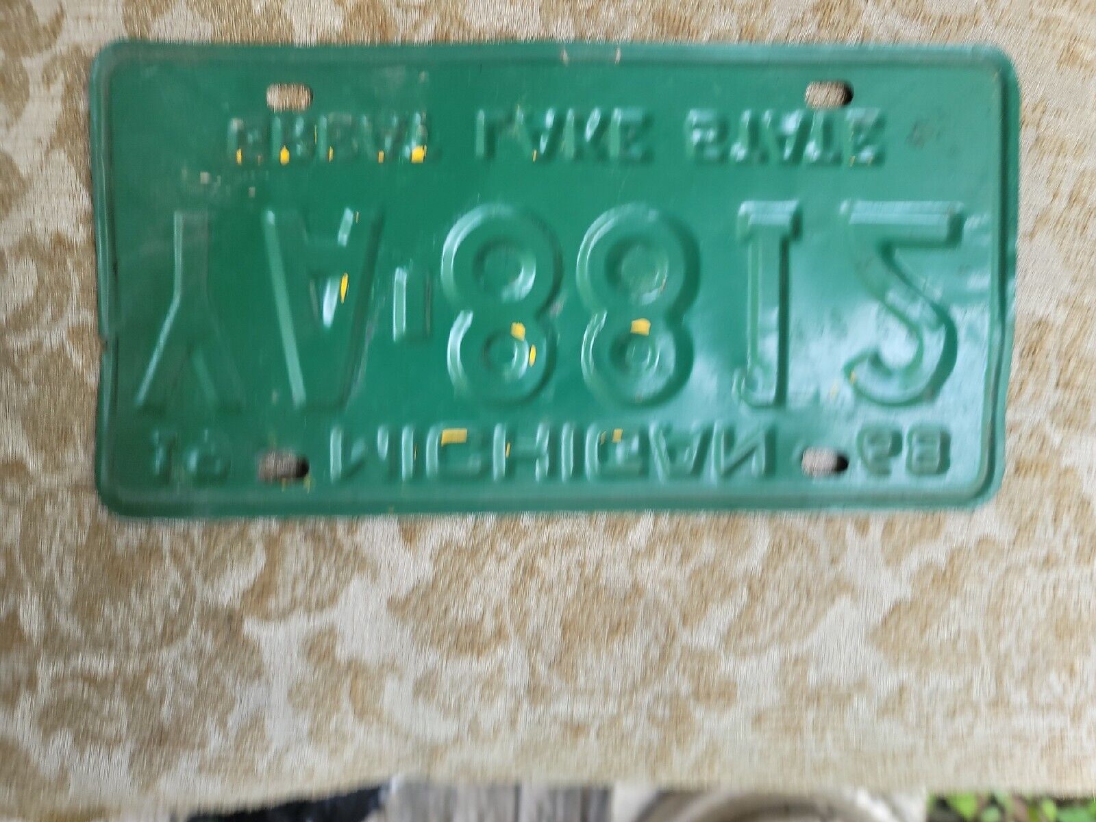 MICHIGAN LICENSE PLATE # YA 8812  1968 Ford Chevy Mopar Car Automotive Barn Find