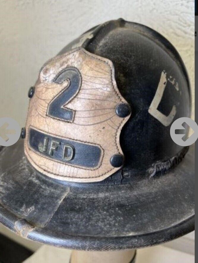 VINTAGE Leather FIRE DEPARTMENT SHIELD HELMET FIREMAN FD DEPARTMENT