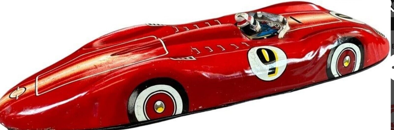 VINTAGE Japanese FRICTION SPEED RACER LARGE 9.5" TIN LITHO Red