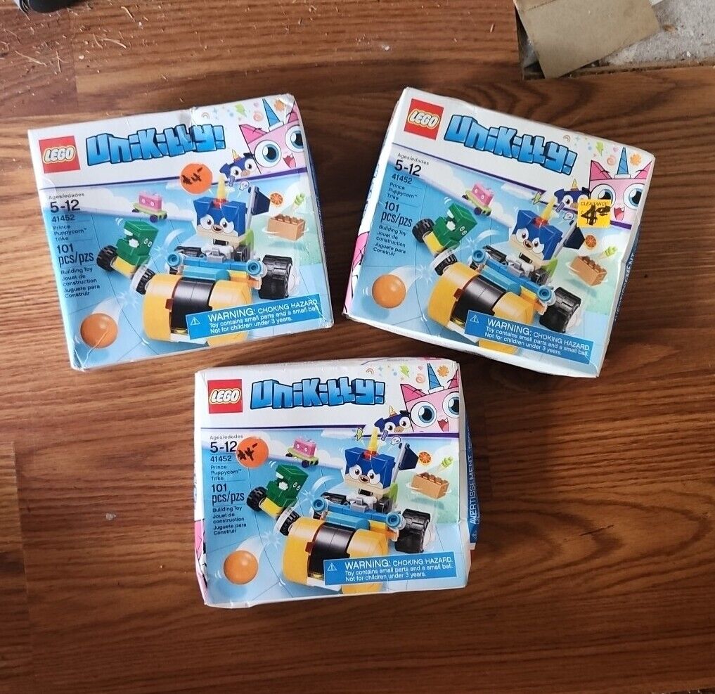 Lot Of 3 LEGO Unikitty! Prince Puppycorn Trike 41452 Brand New 101pcs  