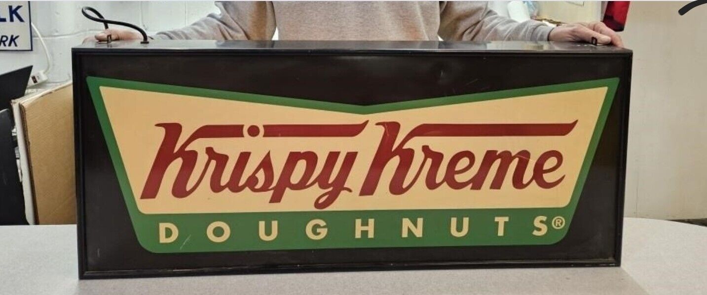 Rare DOUBLE-SIDED "KRISPY KREME DOUGHNUT" Fiber Dot LIGHT UP SIGN Store Display