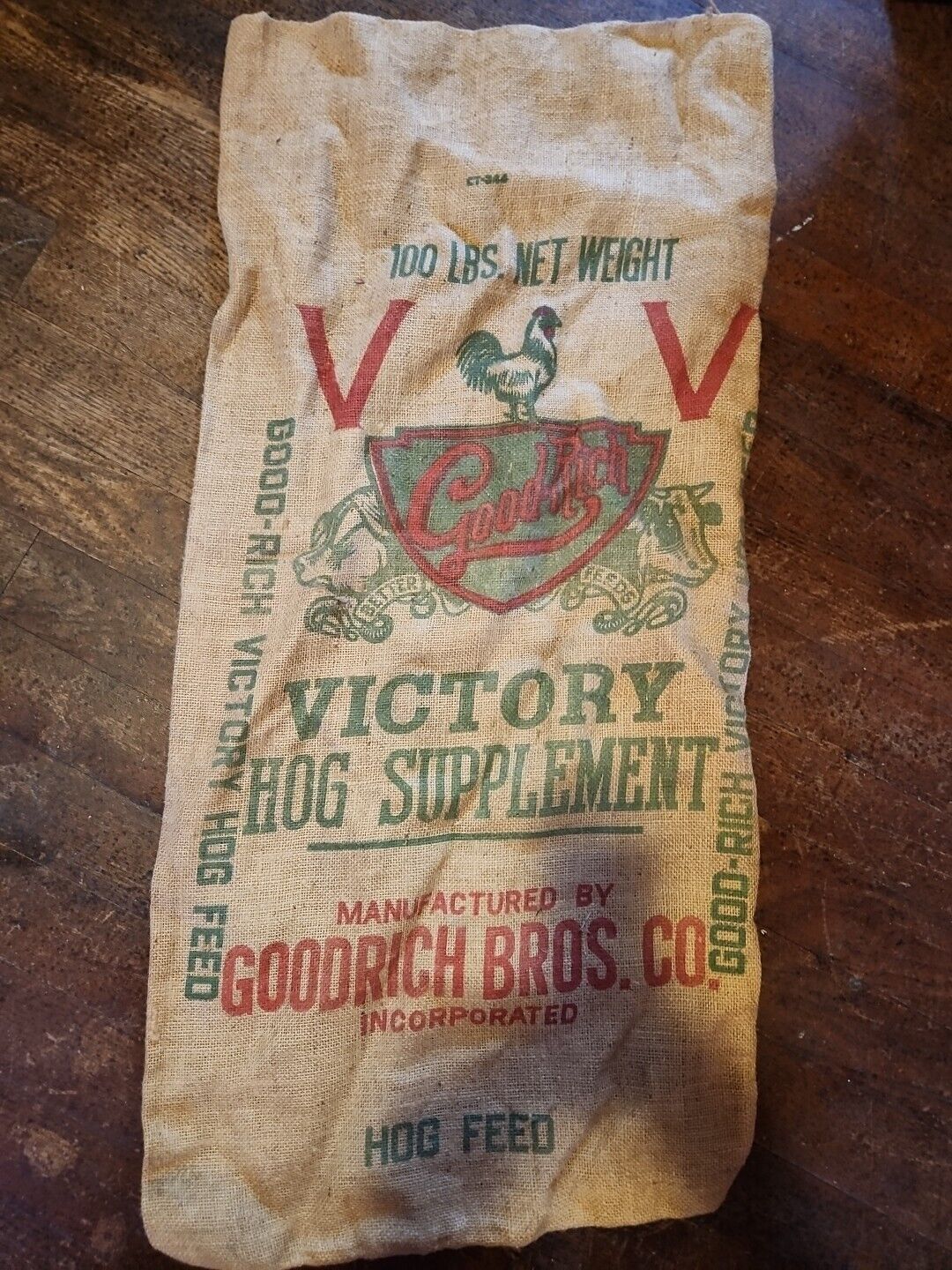 Vintage Good Rich Victory Large Burlap Sacks Wayne Seeds Hog Supplement 