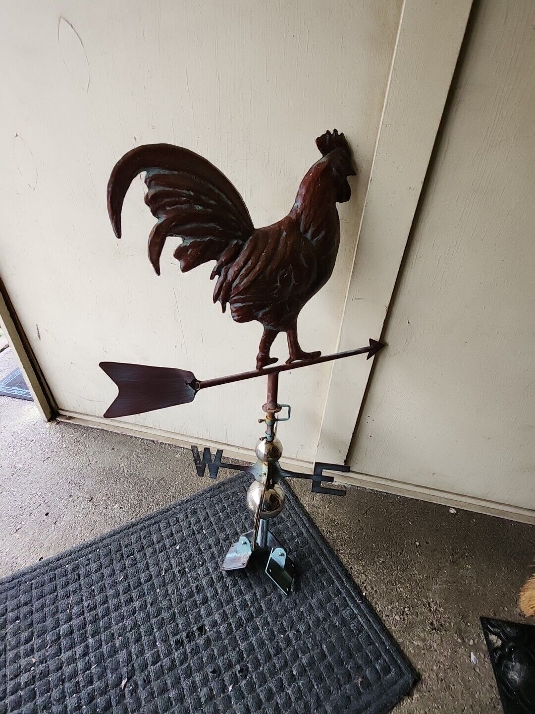 LARGE Handcrafted 3Dimensional  ROOSTER Weathervane Copper Patina Finish