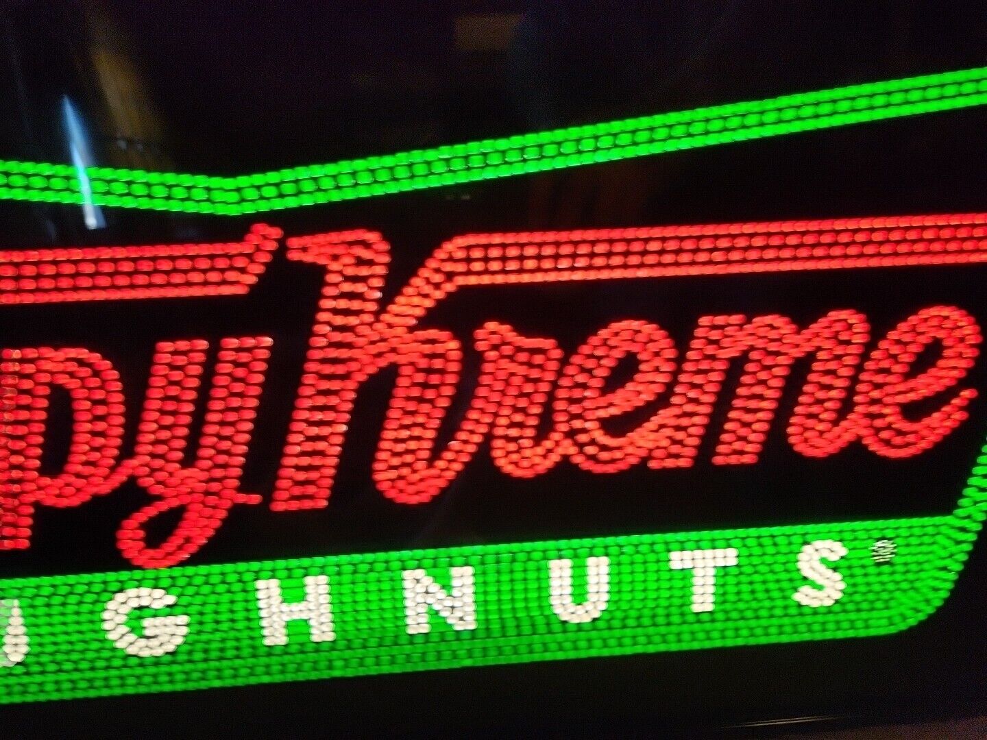 Rare DOUBLE-SIDED "KRISPY KREME DOUGHNUT" Fiber Dot LIGHT UP SIGN Store Display