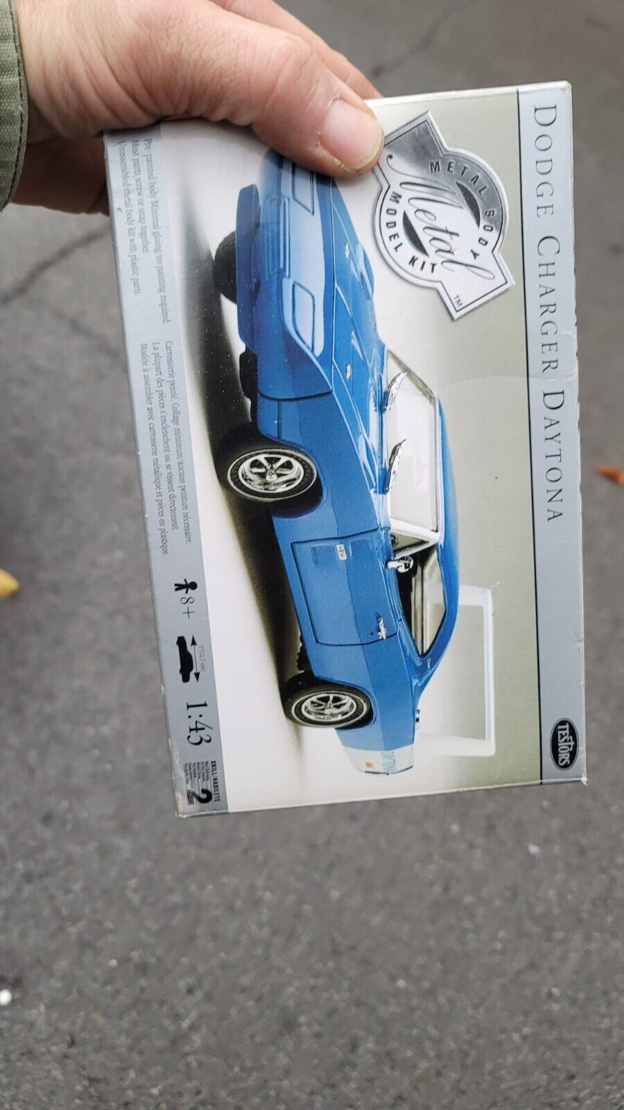 New Testors Dodge Charger Daytona 1:43 Scale Metal Body Model Kit Blue NIB