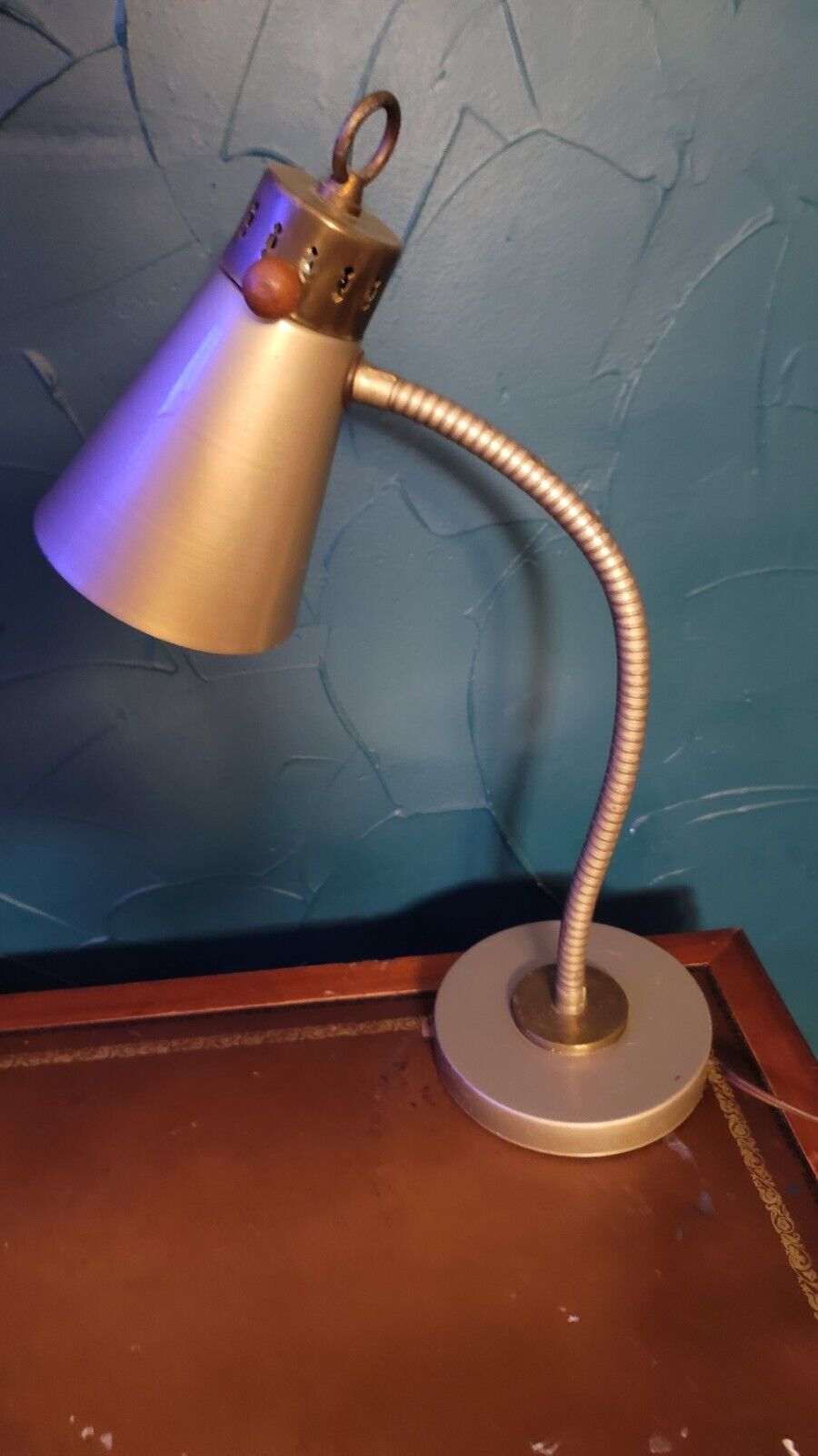 Original Mid-Century Modern Table Lamp Teak Knob 