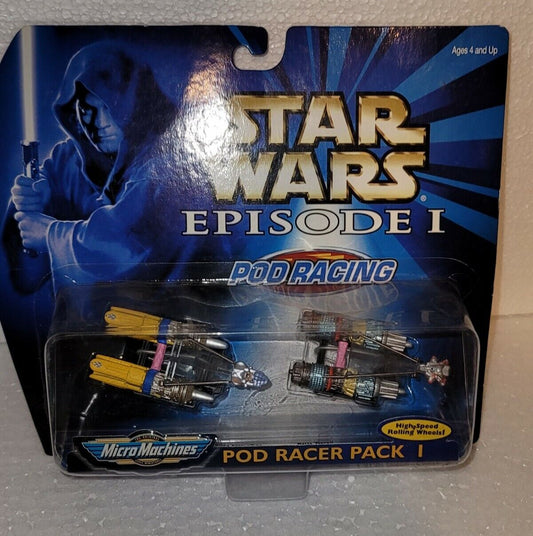 Micromachines Star Wars Episode 1 Pod Racing Pack 1, 1998 by Galoob Vintage