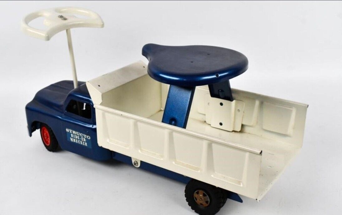 VINTAGE Restored Structo Ride-Er Dumper Truck - 1950s Pressed Steel Dump Truck