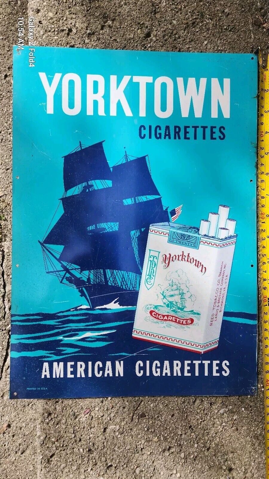 VINTAGE YORKTOWN SIGN CIGARETTE. Advertising  See Pictures 14.5" Long