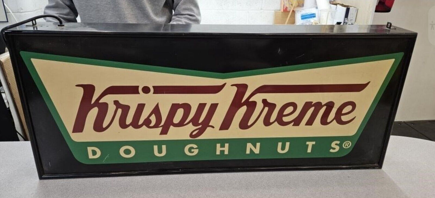 Rare DOUBLE-SIDED "KRISPY KREME DOUGHNUT" Fiber Dot LIGHT UP SIGN Store Display