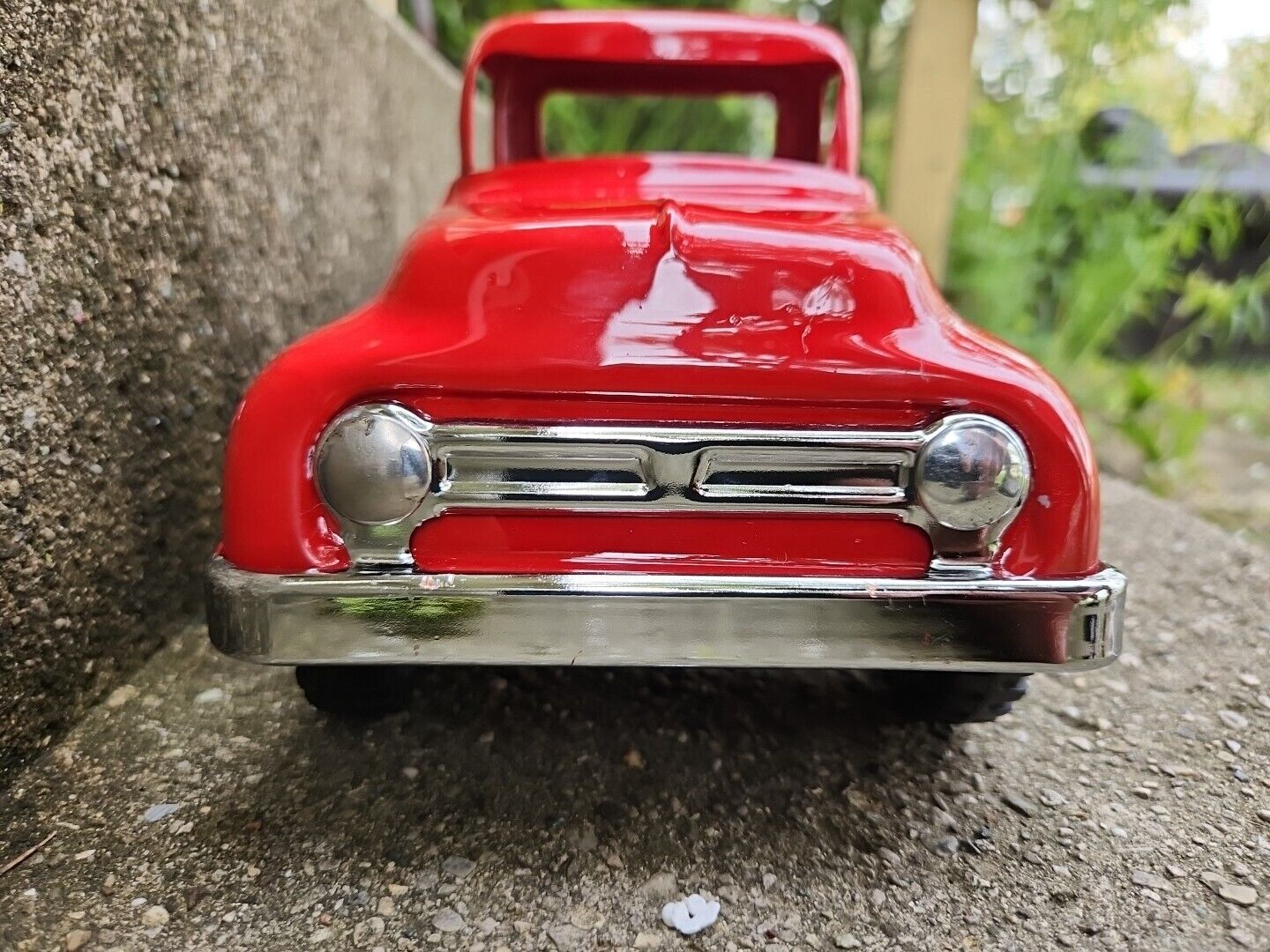 Restored Vintage 1955 Tonka Round Fender Stepside Pickup Truck  12'' LONG 