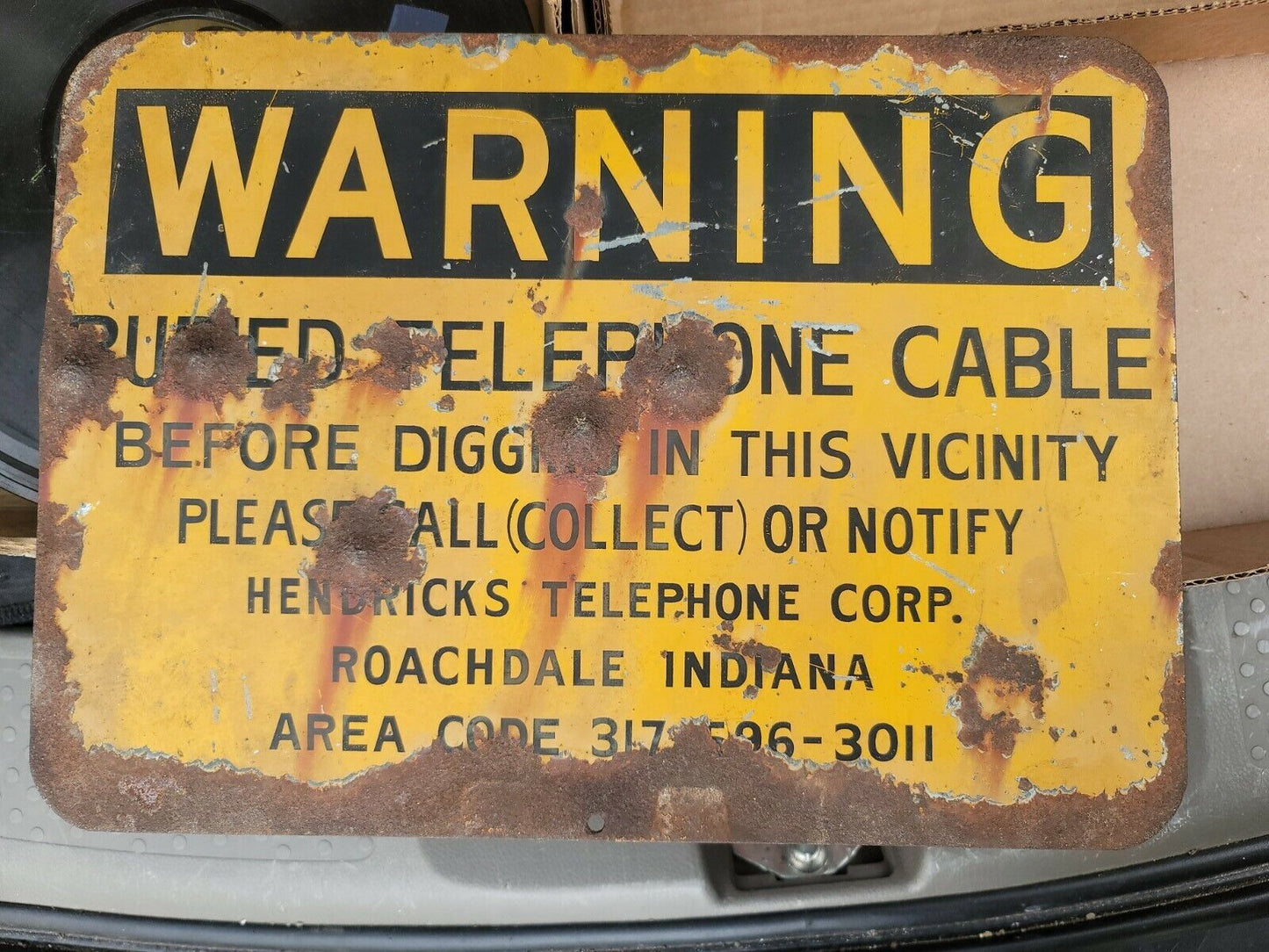 Vintage Indiana Telephone Vintage Warning Underground Cable Steel Sign  10x14