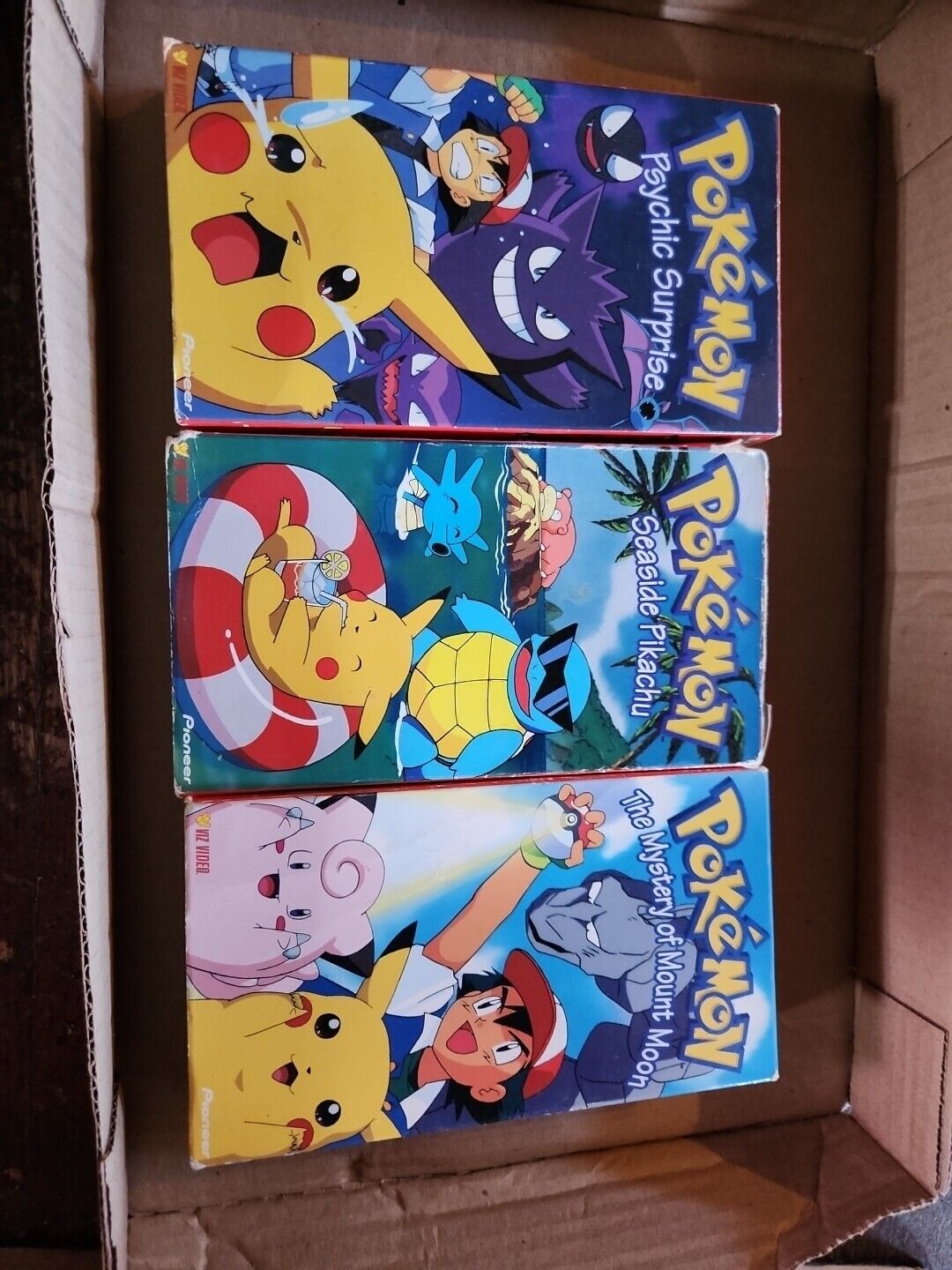 Pokemon VHS Tapes Videos 1997 Lot of 3 Charizard Physhic Moon Mystery 