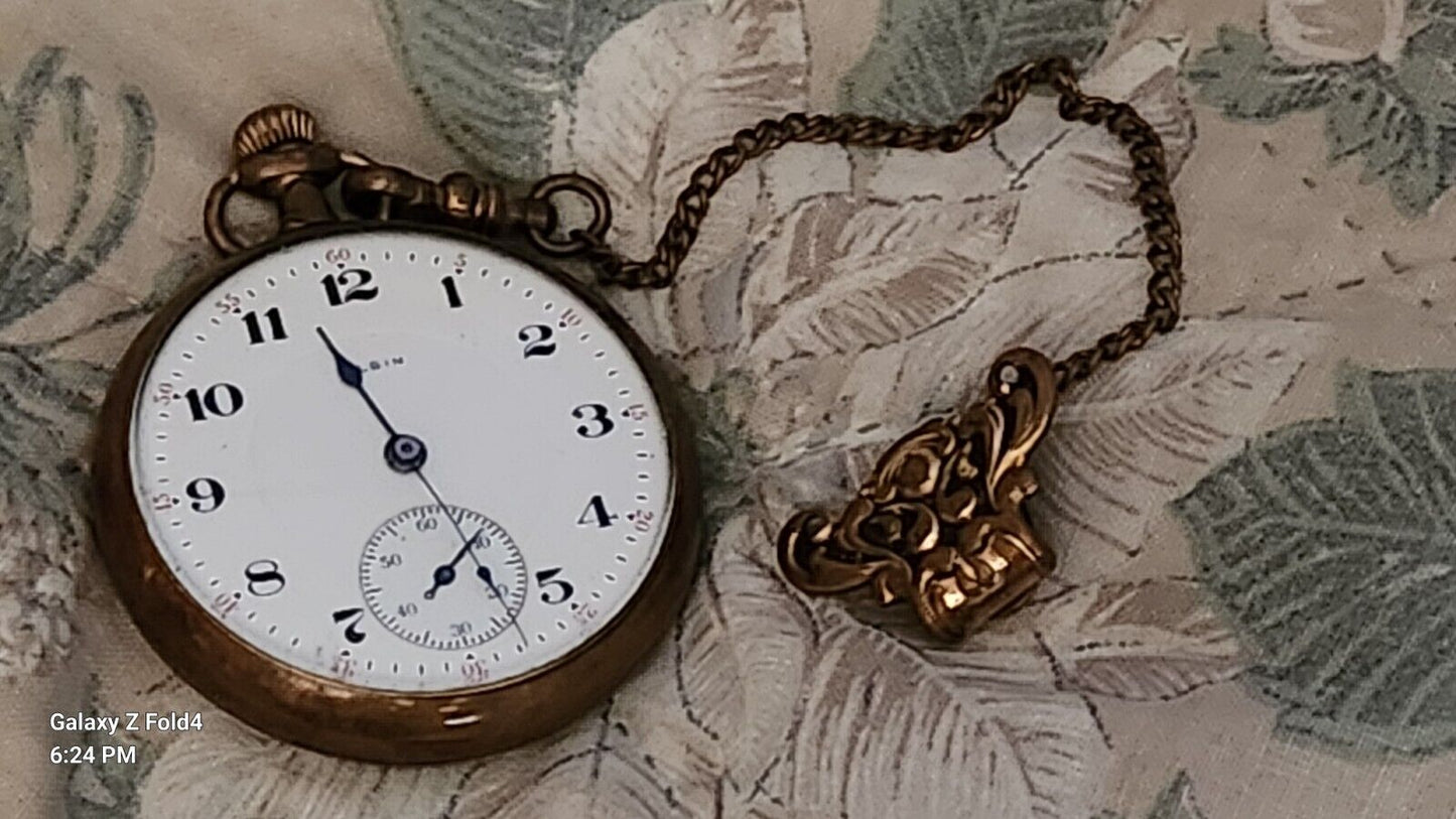 Elgin National Watch Co. Grade: 382 Pocket Watch With Chain & Clip