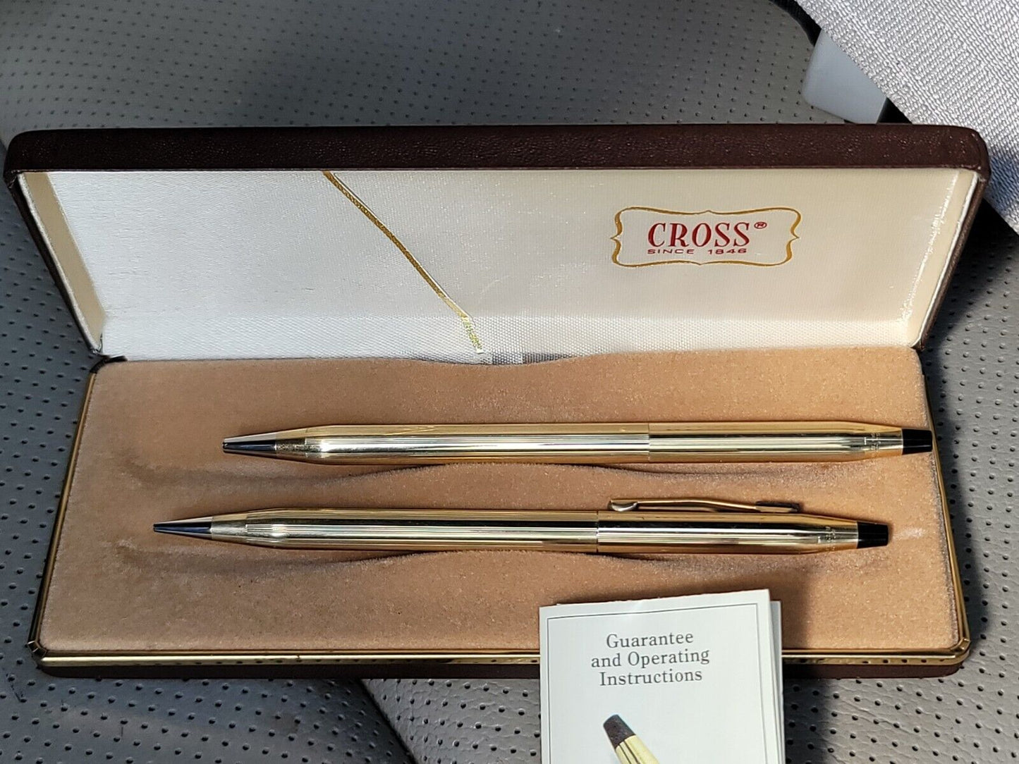 Cross RCA Adv 10kt  Gold Filled Set Ball Pen Pencil Vintage Blue ink chrome tip 