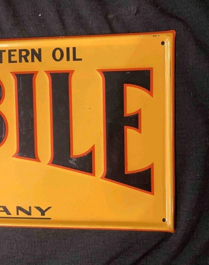 Mastermobile Master Lubricants Embossed Metal Sign 7 5/8 x 29" advertising Gas