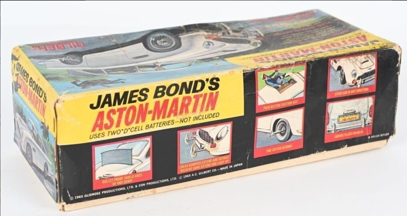 VINTAGE 1965 AC GILBERT JAMES BOND'S DB5 ASTON MARTIN TOY CAR W OG HT/BOX Works 