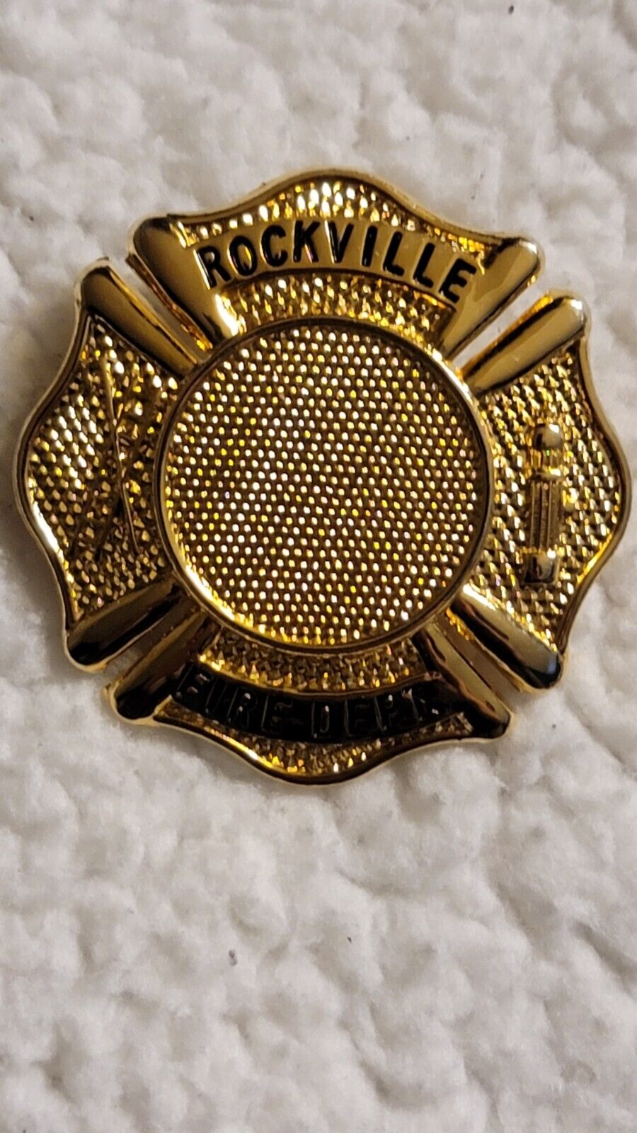 VINTAGE Rockville VFD CAIRNS BROS ?  FIREMAN Leather Shield 