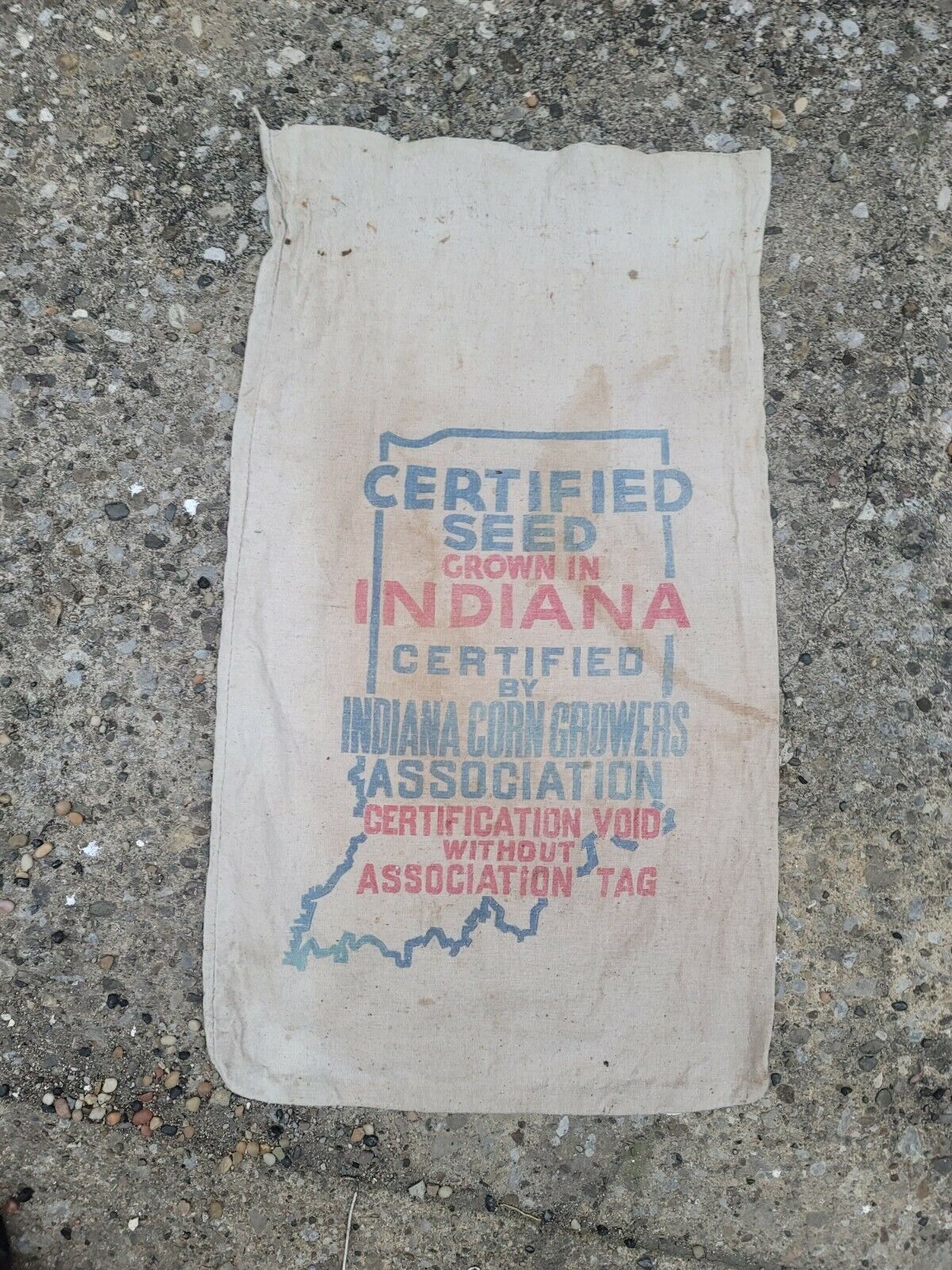 Vintage T.C. Davis & Sons Indiana Certified Cloth Seed Bag Sack Barn find short