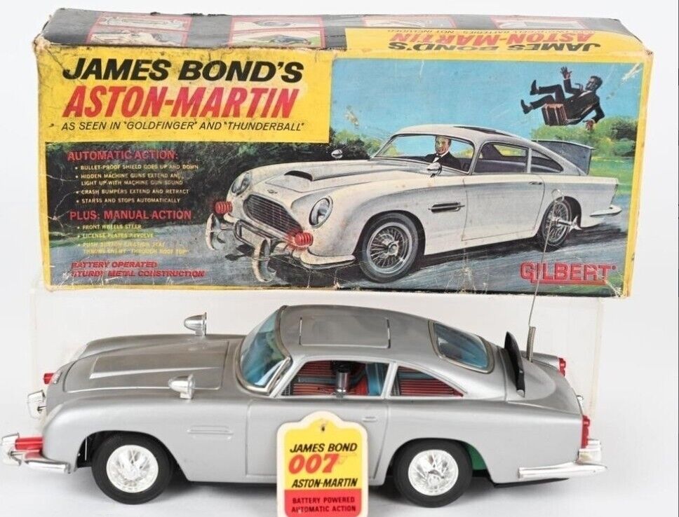 VINTAGE 1965 AC GILBERT JAMES BOND'S DB5 ASTON MARTIN TOY CAR W OG HT/BOX Works 