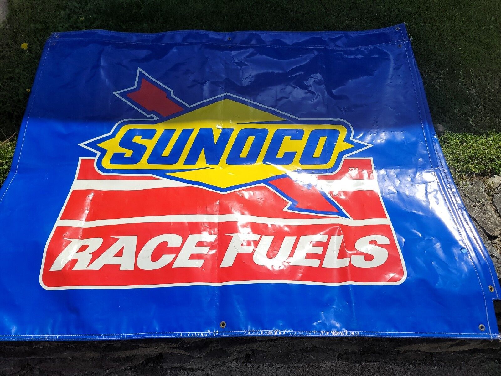 Vintage Sunoco Race Fuels Plastic Banner Ford Chevy Mopar racing Petroleum 