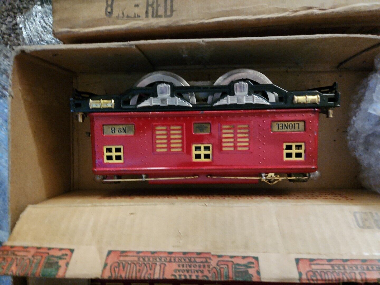 Lionel Pre-War #347 Red Standard Gauge Train Set Locomotive w/2 Car Original Box