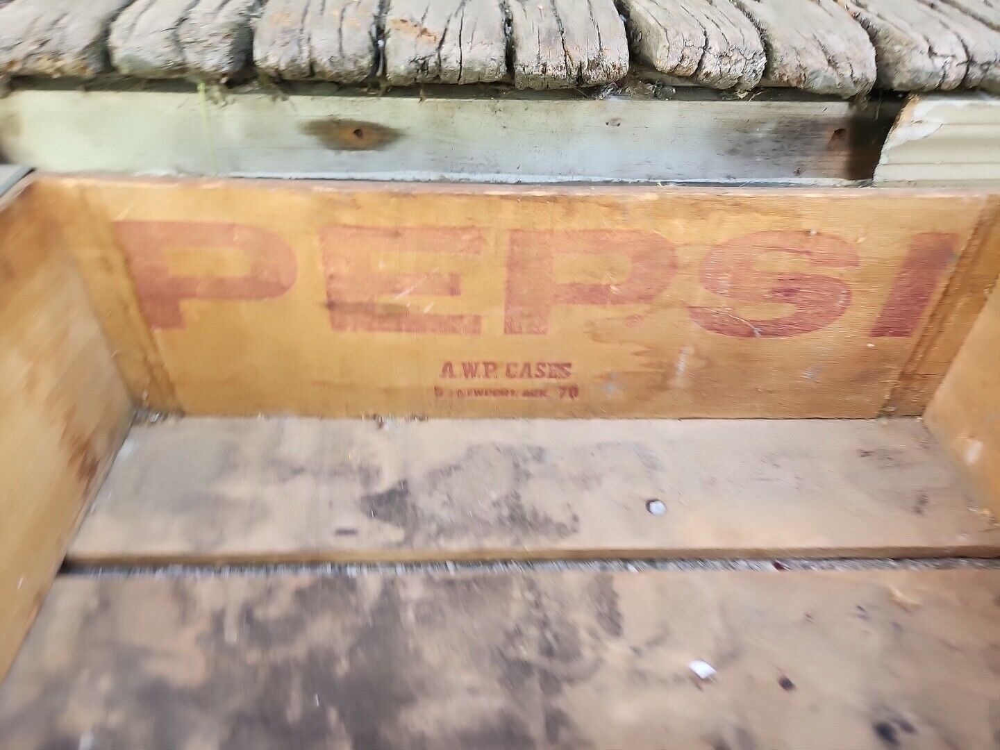 Vintage Pepsi-Cola Crate Box Yellow Wood Blue from Cincinnati Ohio 