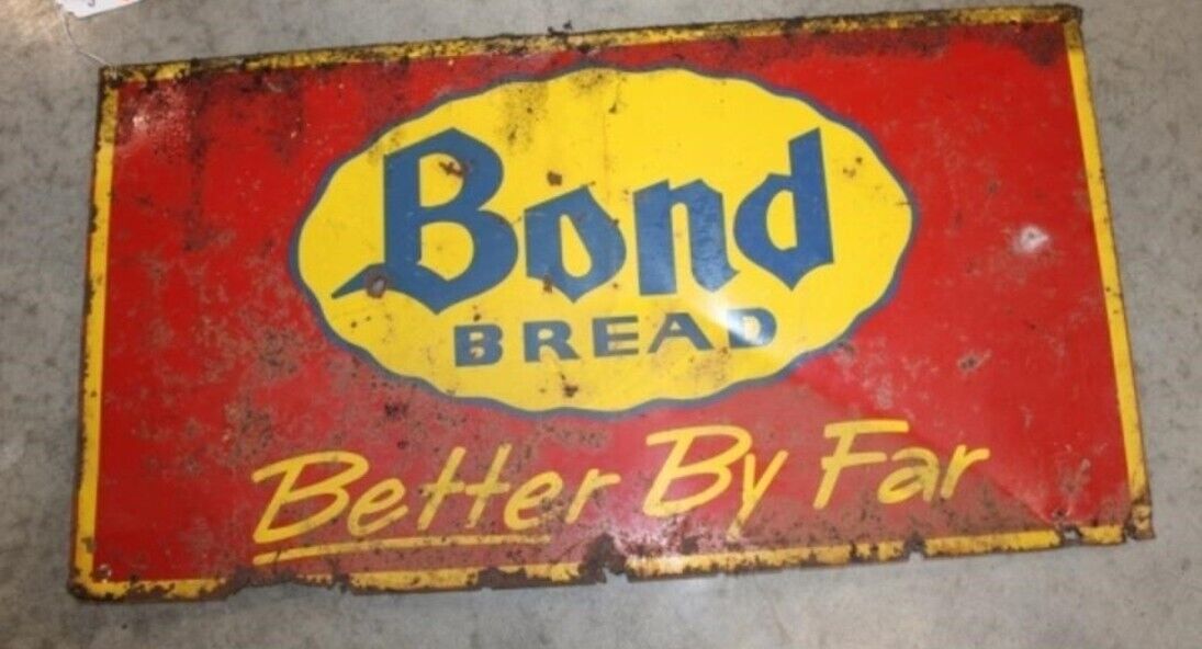 Vintage Fresh Bond Bread Embossed Sign ADVERTISING Farm Barn