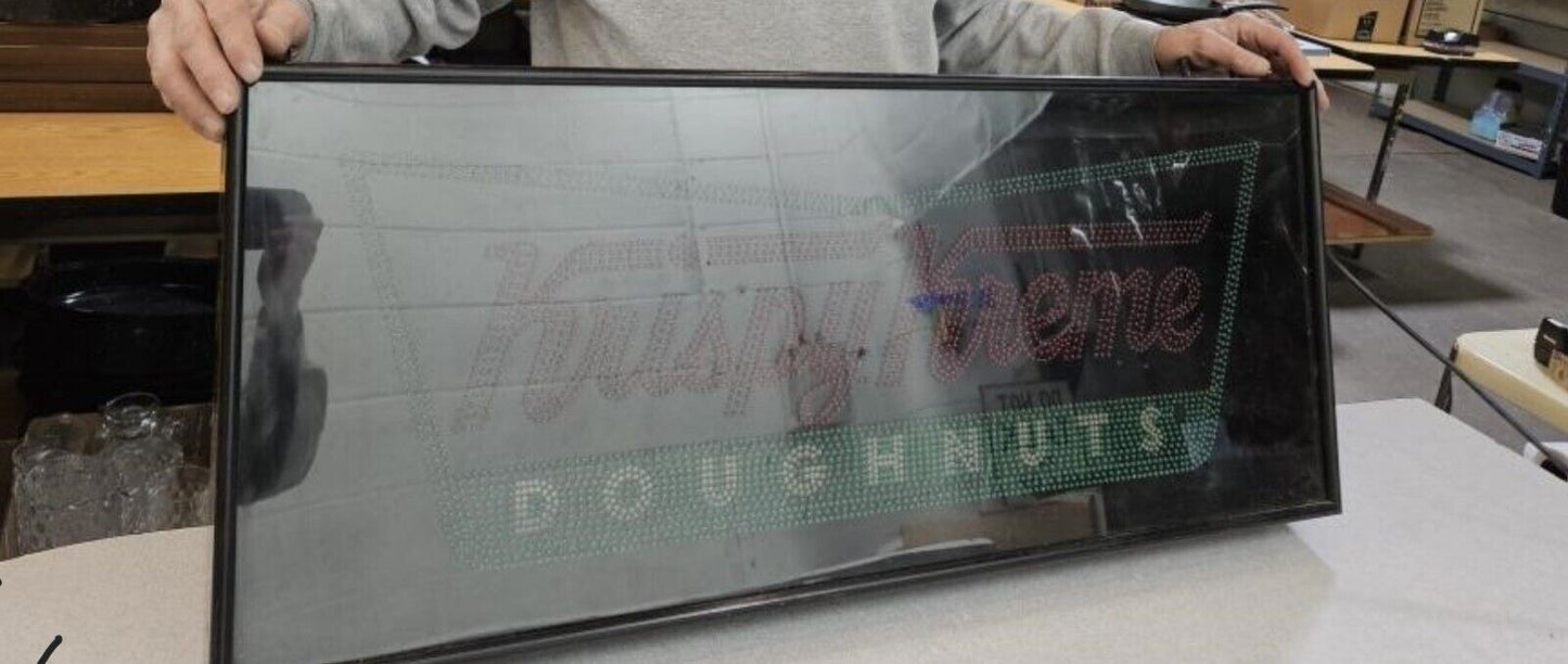 Rare DOUBLE-SIDED "KRISPY KREME DOUGHNUT" Fiber Dot LIGHT UP SIGN Store Display