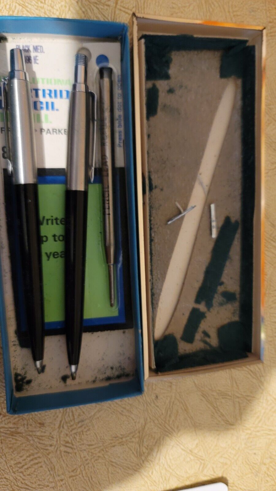 Vintage Parker Ballpoint Pen & Mechanical Pencil Set Blue With Box