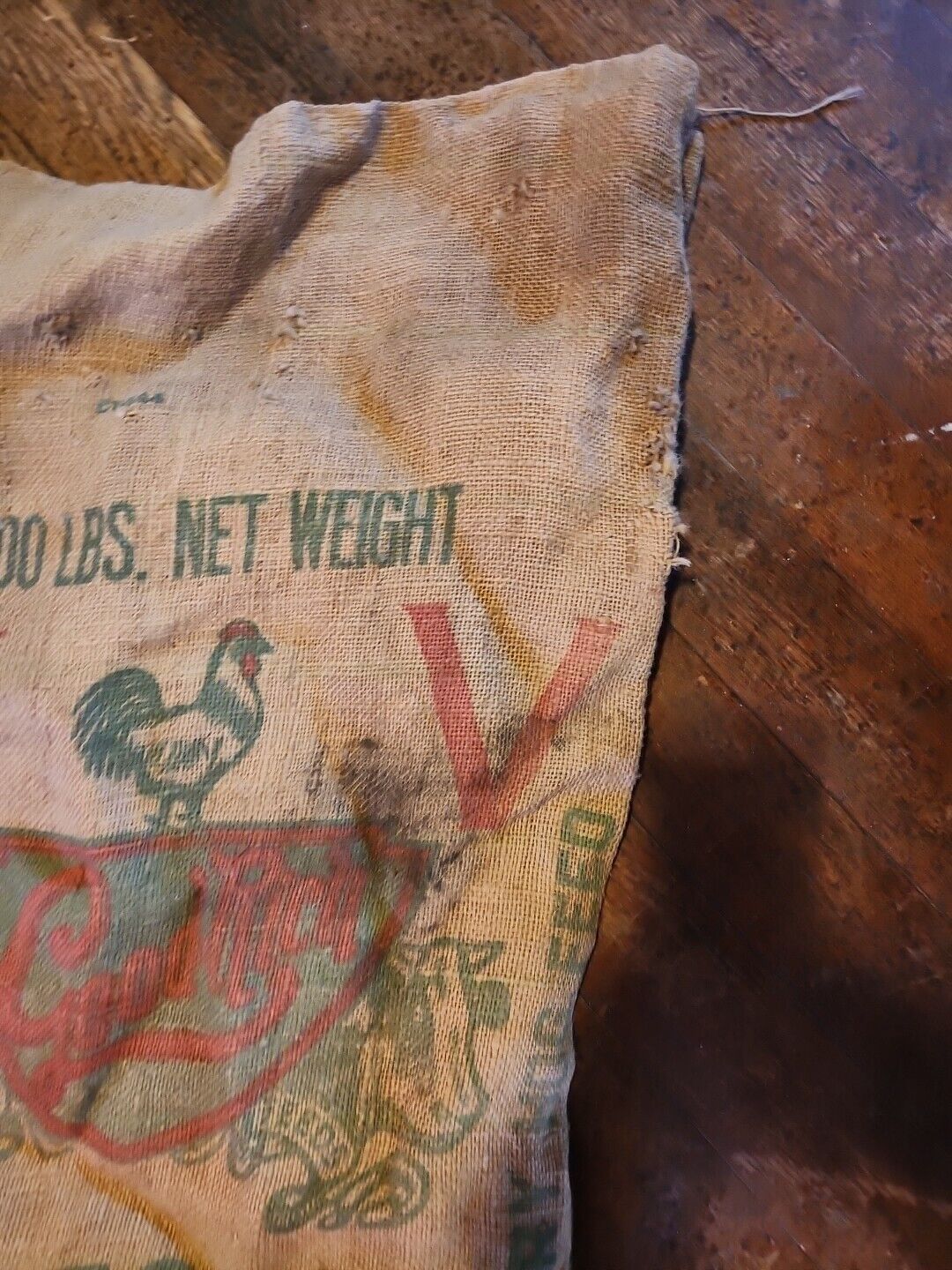 Vintage Good Rich Victory Large Burlap Sacks Wayne Seeds Hog Supplement 