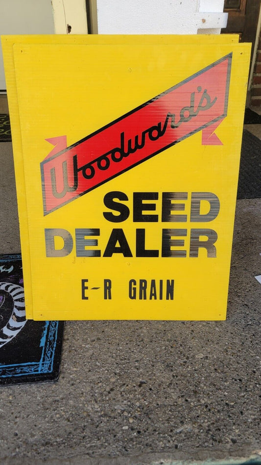 Vintage Woodward's Premium Hybrid Corn Seed Dealer Sign 24"×18"