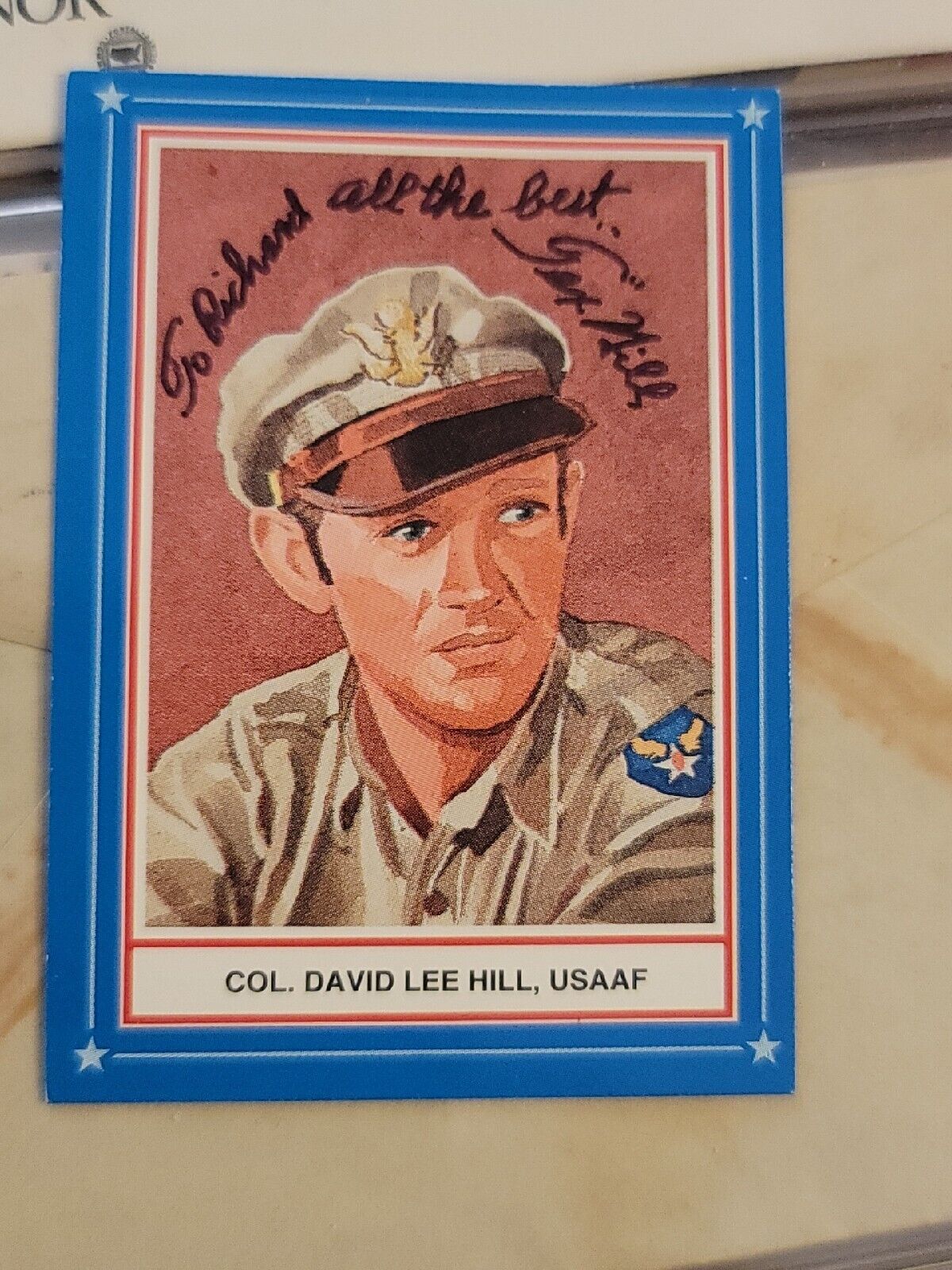 DAVID TEX HILL SIGNED CUT SIGNATURE WWII ACE FLYING TIGERS Real 