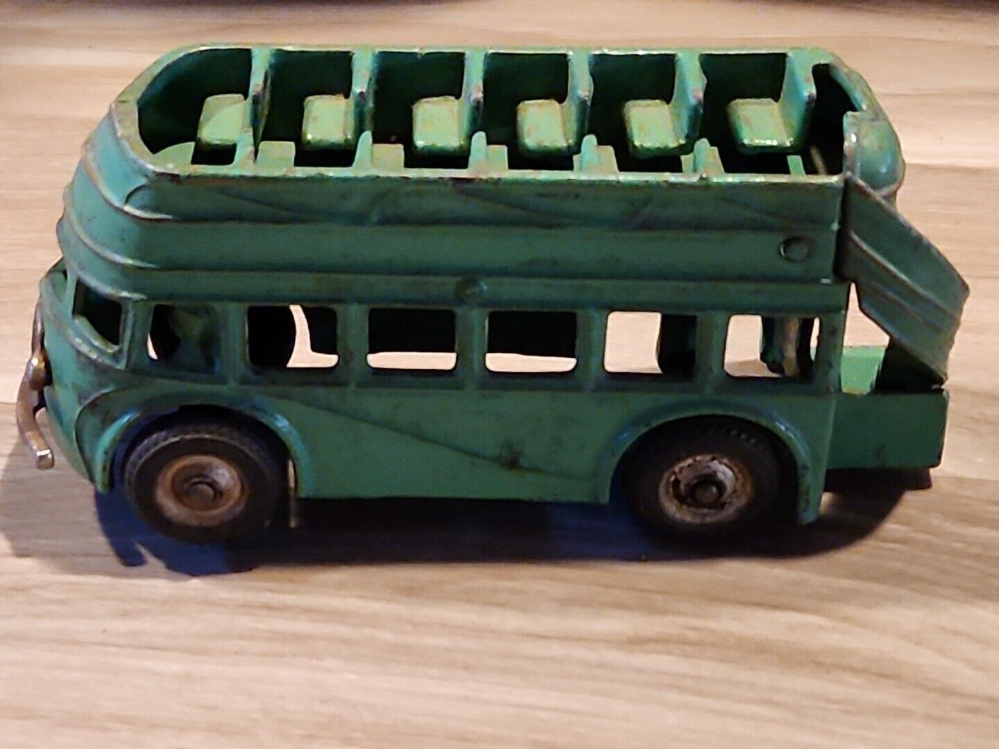 Vintage Arcade Cast Iron Double Decker Bus-Original 318 R  Paint 8” Long