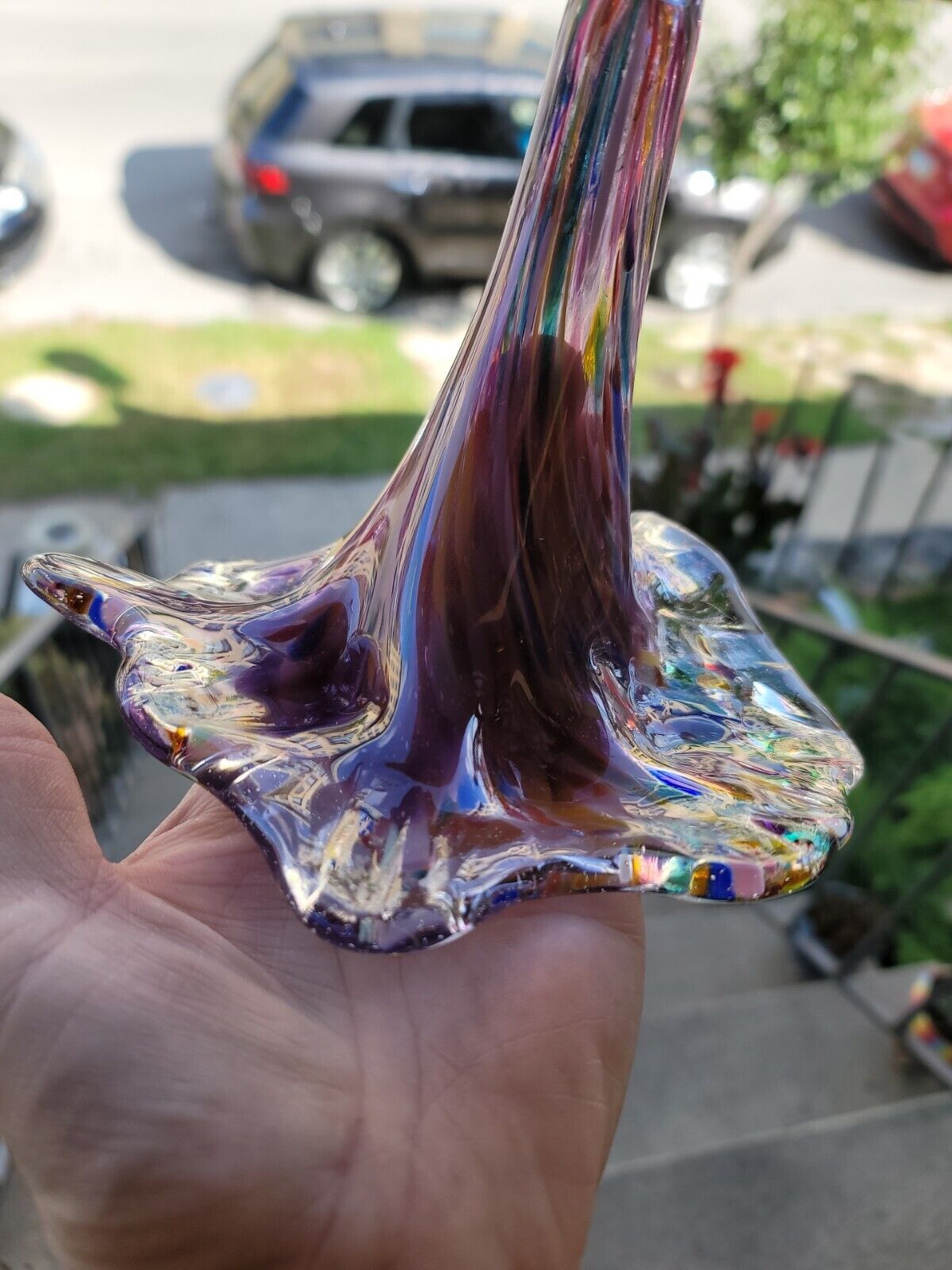 Sculpture Glass Art Purple Blue Red Hand Blown Magaw Studios Boston Indiana 