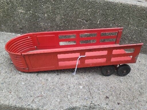 Vintage large 16” Structo Steel Carrier Pressed Steel Semi Trailer