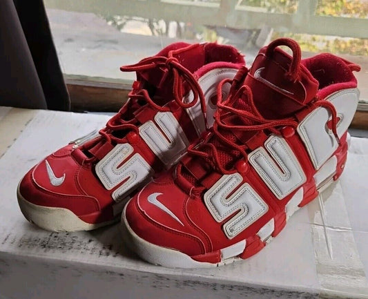 Size 12.5 - Nike Supreme x Air More Uptempo Red Collectible Sneakers 