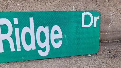 Timber Ridge Metal Street Sign Green 6" X 24" Vintage Reflective RARE Cave Man