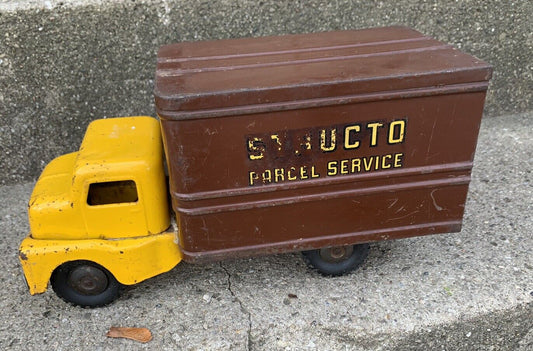 Vintage 50's Structo Parcel Service Truck Steel Yellow Brown Kids Toy