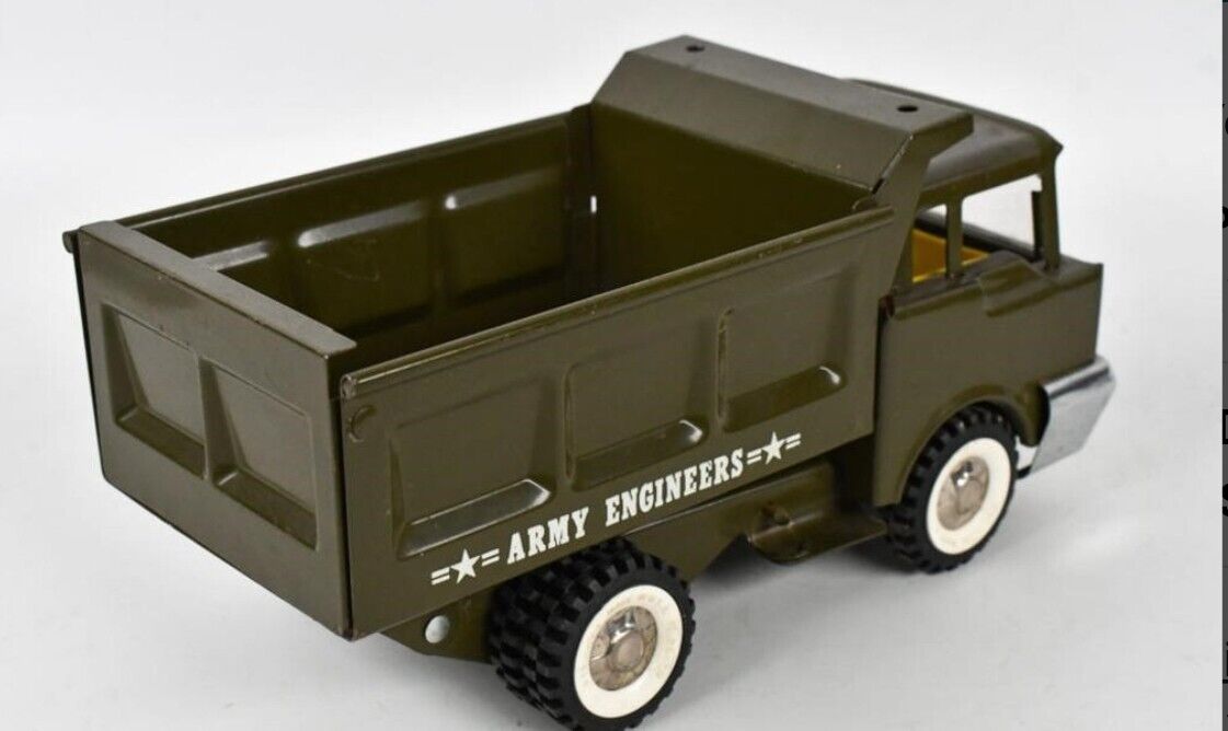 STRUCTO 1960’s Structo U. S. Army Engineers Pressed Steel Dump Truck/JEEP & More