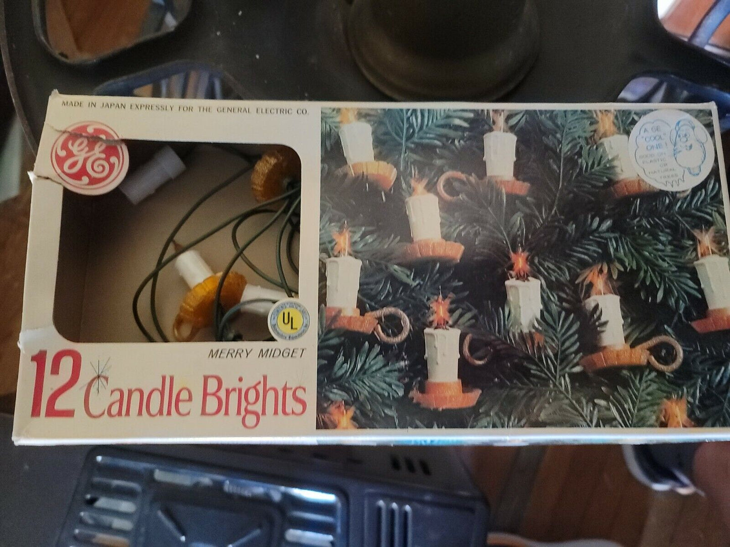 Vintage Christmas GE Candle Brights Merry Midget String Lights with Original Box