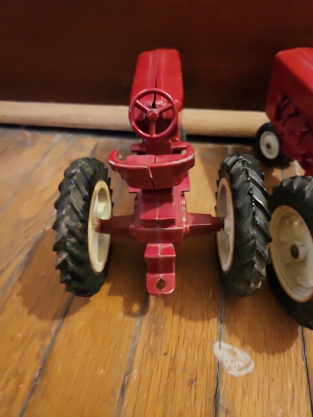 Two Vintage Metal Farm Tractor Toy Die Cast Ertl Co International Harvester Red