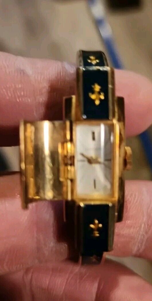 RITMA Wind-Up Swiss Made PGL Plaque G 10, 10K Gold Plated Cuff Bracelet Watch